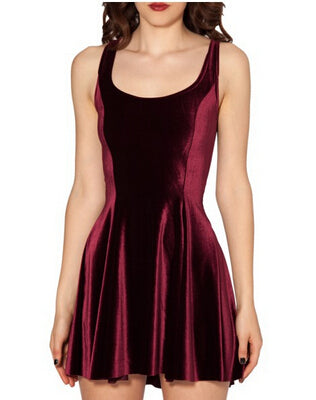 EAST KNITTING 2017 New Women Velvet Evil Skater Dress Plus Size Women Dress Sexy Sleeveless Tops Office Dress 3 Colors