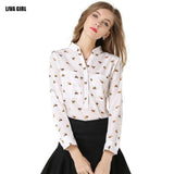 Hot Sale Camisas Femininas 2016 New Women Shirt Printed Chiffon Blouses Casual Slim Fit Long Sleeve Stand Collar Loose Tops