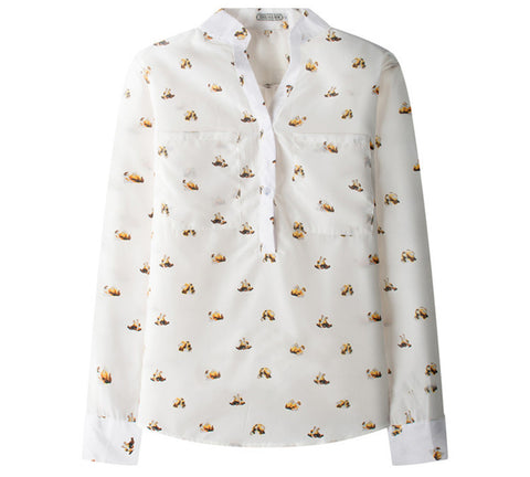 Hot Sale Camisas Femininas 2016 New Women Shirt Printed Chiffon Blouses Casual Slim Fit Long Sleeve Stand Collar Loose Tops