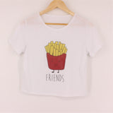 EAST KNITTING H469 Women Pizza Letters Print T shirt  Cake Crop Tops Short Sleeve Shirts Casual Tops
