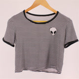 EAST KNITTING H469 Women Pizza Letters Print T shirt  Cake Crop Tops Short Sleeve Shirts Casual Tops