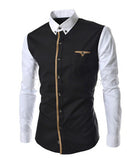 New Mens Shirt Long Seeve 2017 Autumn Fashion Mens Sim Fit Dress Shirts Brand Design Patchwork Chemise Homme Camisas Hombre