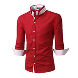 2017 Autumn New Fashion Camisa Masculina Brand Clothing Men Solid Shirt Casual Long Sleeved Chemise Homme Slim Camisas Hombre