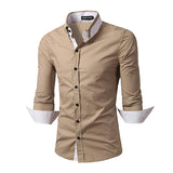 2017 Autumn New Fashion Camisa Masculina Brand Clothing Men Solid Shirt Casual Long Sleeved Chemise Homme Slim Camisas Hombre