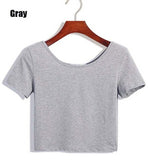EAST KNITTING White Grey Black Women T-shirt Summer Style Crop Top Fashion Casual Basic Tops