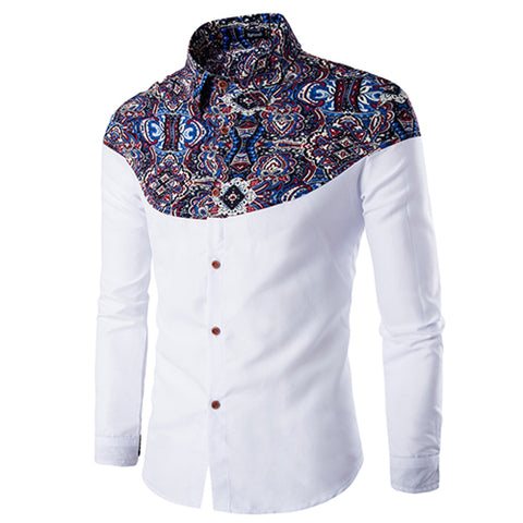 Luxury Brand Mens Dress Shirts 2016 Fashion Floral Printed Long Sleeve Men Shirt Chemise Homme Casual Stylish Camisas Hombre 2XL