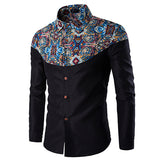 Luxury Brand Mens Dress Shirts 2016 Fashion Floral Printed Long Sleeve Men Shirt Chemise Homme Casual Stylish Camisas Hombre 2XL