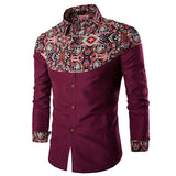 Luxury Brand Mens Dress Shirts 2016 Fashion Floral Printed Long Sleeve Men Shirt Chemise Homme Casual Stylish Camisas Hombre 2XL