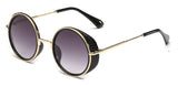 RunBird New 2016 Women Steampunk Goggles Mirror Lens Side Cyber Sunglasses Men Round Sun Glasses Retro Gafas De sol Hombre R012