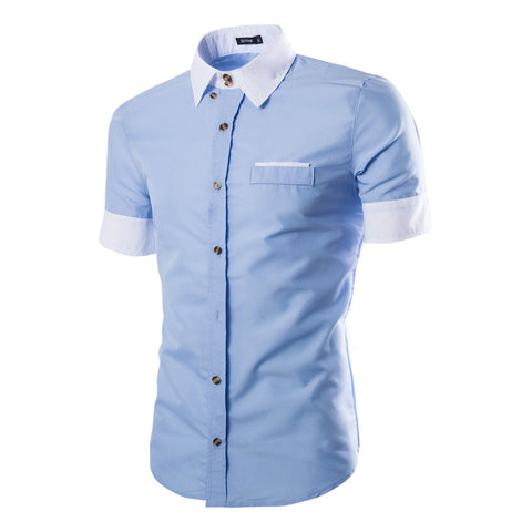 Summer Short Sleeve Shirt Men 2017 Brand New Casual Button Down Mens Shirts Slim Fit Solid Color Chemise Homme Camisas Hombre