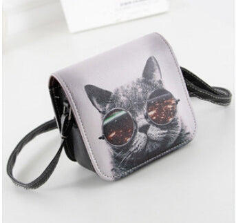 Vogue Star ! Bolsos Carteras Mujer Marca Women PU Leather Cat Wearing Glasses Print Messenger Handbag 2015 Women Bag YA40-207