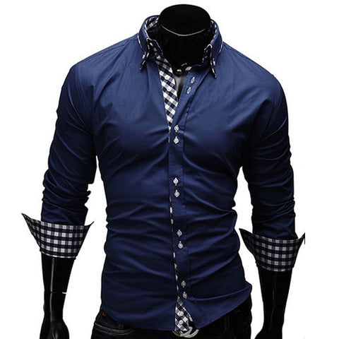 New 2016 Autumn Mens Long Sleeve Shirt Camisas Hombre Vestir Mens Dress Shirts Hawaiian Camisa Social Masculina M-XXL 13CS23