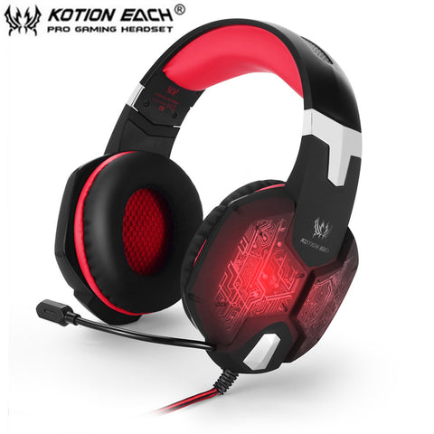 KOTION EACH G1000 Professional 3.5mm PC Gaming Bass Stereo Headset Microphone Noise Lsolation LED Light For Laptop Computer