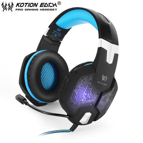 KOTION EACH G1000 Professional 3.5mm PC Gaming Bass Stereo Headset Microphone Noise Lsolation LED Light For Laptop Computer