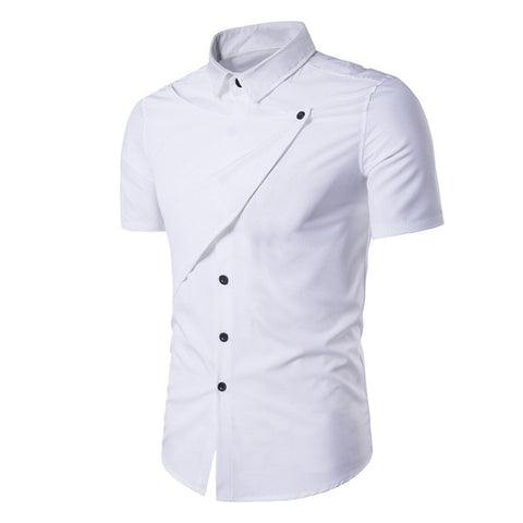 Brand New Fashion Mens Dress Shirts 2017 Summer Short Sleeve Turn-down Collar Slim Fit Solid Casual Tops Shirt Camisa Hombre