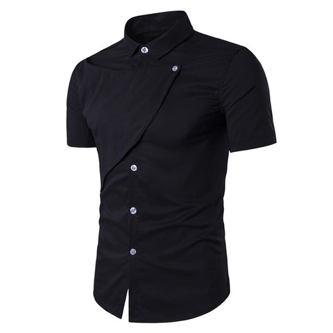2017 Summer Brand New Mens Dress Shirts Fashion Short Sleeve Turn-down Collar Slim Fit Solid Casual Tops Shirt Camisa Hombre