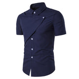 2017 Summer Brand New Mens Dress Shirts Fashion Short Sleeve Turn-down Collar Slim Fit Solid Casual Tops Shirt Camisa Hombre