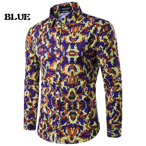 Luxury Shirt Men 2017 Brand Design Camouflage Chemise Homme Slim Fit Long Sleeve Mens Dress Shirts Elegant Camisas Hombre M-XXL