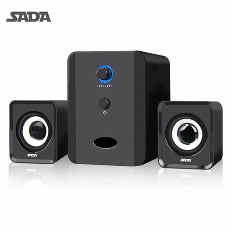 SADA Mini Portable Combination Speaker Stereo Desktop PC Laptop Computer Speaker 3.5mm Audio Jack USB
