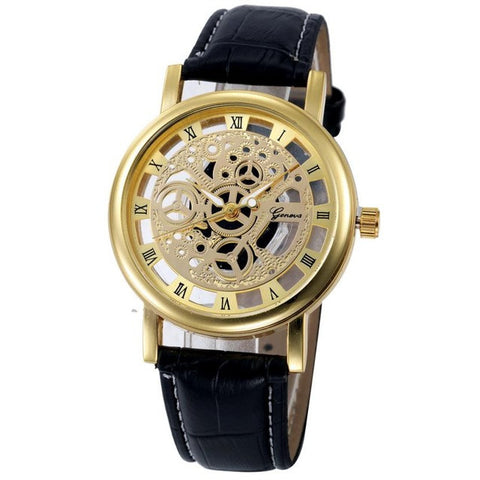 2017 Fashion Hollow Quartz Watch Luxury	Brand Genvivia Analog Stainless Steel reloj hombre Wrist Watches