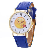 Genvivia Luxury Brand Watch 2017 Fashion women Simple Cute Expression Leather Quartz Wristwatch reloj hombre
