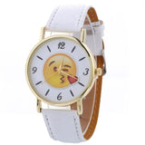 Genvivia Luxury Brand Watch 2017 Fashion women Simple Cute Expression Leather Quartz Wristwatch reloj hombre