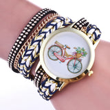 Fashion Women Watch 2017 reloj hombre Weave Wrap Around Leatheroid bicycle Quartz Wristwatch montre femme