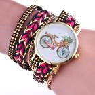 Fashion Women Watch 2017 reloj hombre Weave Wrap Around Leatheroid bicycle Quartz Wristwatch montre femme