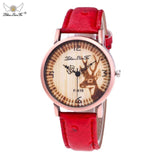 Fashion Women Watches Sika deer Partten Leather Band Analog Quartz Round Wrist Watch relogio feminino relojes hombre 2017