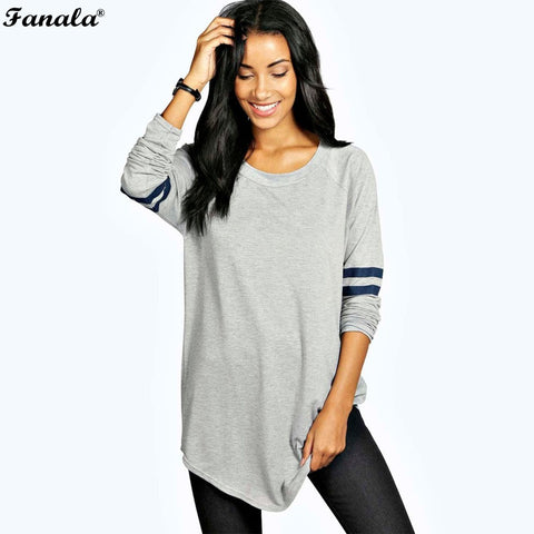 FANALA T-shirts Women 2017 Spring Autumn Long Sleeve Base Ball Long Female T-Shirt Casual Shirt Women Basic Top Tees Plus Size
