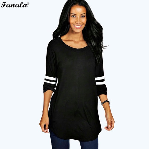 FANALA T-shirts Women 2017 Spring Autumn Long Sleeve Base Ball Long Female T-Shirt Casual Shirt Women Basic Top Tees Plus Size