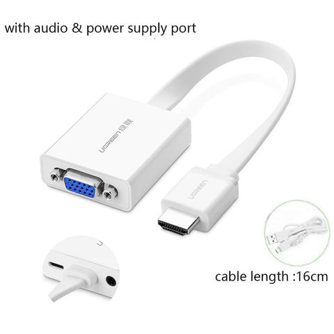 Ugreen HDMI to VGA adapter Digital to Analog Video Audio Converter Cable hdmi vga connector for Xbox 360 PS4 PC Laptop TV Box