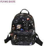 FLYING BIRDS Star prints Mochila women backpack leather teenage girl school bags top female travel bag high quality designer bag