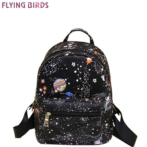 FLYING BIRDS Star prints Mochila women backpack leather teenage girl school bags top female travel bag high quality designer bag