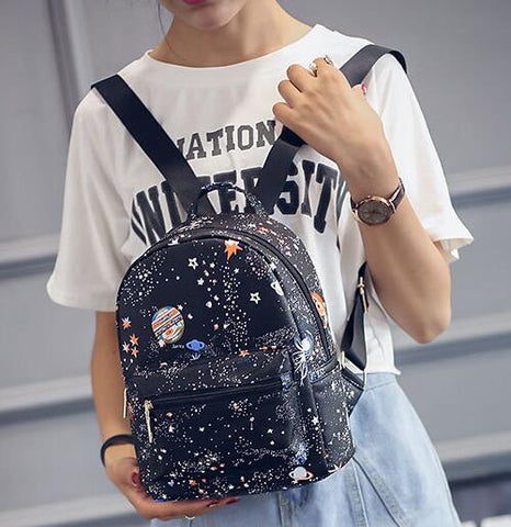 FLYING BIRDS Star prints Mochila women backpack leather teenage girl school bags top female travel bag high quality designer bag