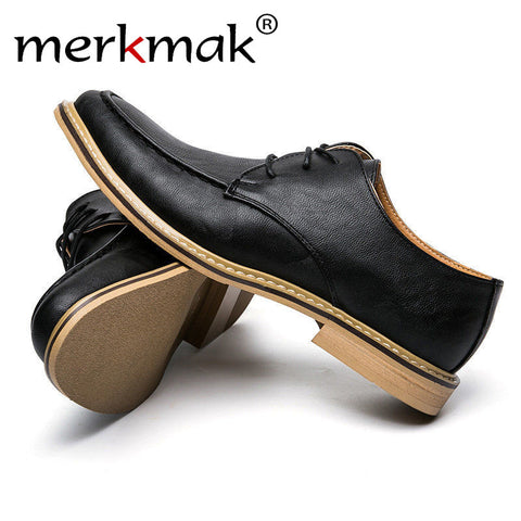 Merkmak Shoes Men 2017 Fashion Vintage British Style Casual Oxfords Business Flats Footwear Breathable Outdoor Zapatos Hombres