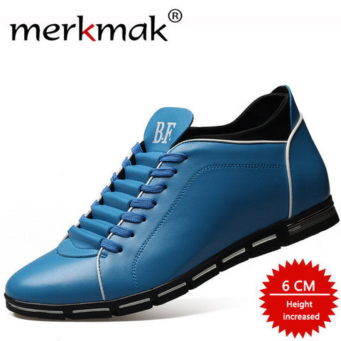 Merkmak New Brand Men Casual Shoes Comfortable Breathable Height Increase Shoes Lace Up Flat Zapatillas Hombre