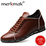 Merkmak New Brand Men Casual Shoes Comfortable Breathable Height Increase Shoes Lace Up Flat Zapatillas Hombre