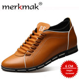 Merkmak New Brand Men Casual Shoes Comfortable Breathable Height Increase Shoes Lace Up Flat Zapatillas Hombre
