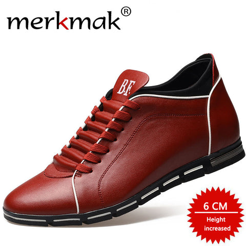 Merkmak New Brand Men Casual Shoes Comfortable Breathable Height Increase Shoes Lace Up Flat Zapatillas Hombre