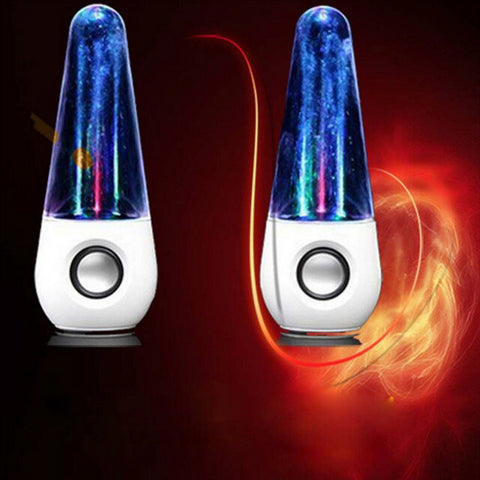 1Pair LED Dancing Water Music Fountain Light Speakers for PC Laptop for iPhone for iPad4 for iPod Wholesale