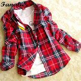Womne Blusas Autumn Winter Cotton Long-sleeved Women's Plaid Shirt Flannel Blouses Feminina chemise femme camisas femenina tops