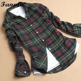 Womne Blusas Autumn Winter Cotton Long-sleeved Women's Plaid Shirt Flannel Blouses Feminina chemise femme camisas femenina tops