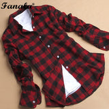 Womne Blusas Autumn Winter Cotton Long-sleeved Women's Plaid Shirt Flannel Blouses Feminina chemise femme camisas femenina tops