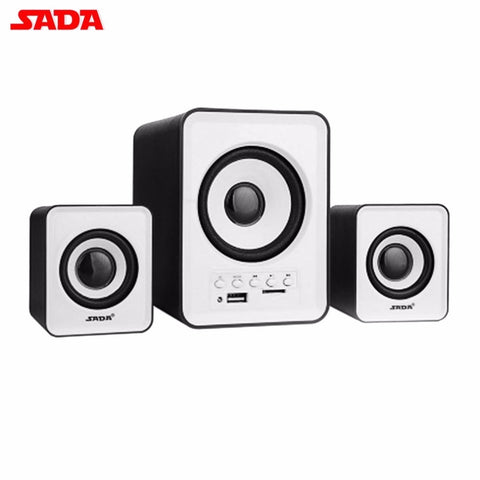 SADA Bluetooth 2.1 Desktop PC Laptop Mobile Phone Stereo Mini Speaker TF/U Disk FM Auto Matching Music Player