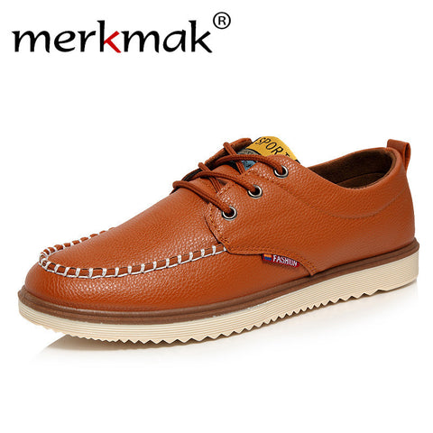 Merkmak Newly Men Shoes PU Leather 2016 Fashion British Style Casual Ankle Flats Shoes Luxury Brand Autumn Winter Zapatos Hombre