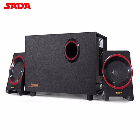 SADA D-225 Bluetooth 2.1 Subwoofer Stereo Bass PC Laptop Mobile Phone Speaker TF/U Disk FM Wood Music Player