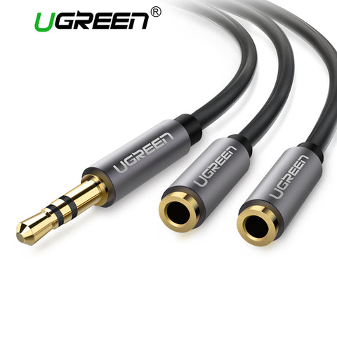 Ugreen Audio Cable Jack 3.5mm Male to 2 Female Earphone Extension Cable 3.5mm Headphone Splitter Adapter for iphone Laptop