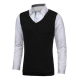 Autumn Winter Classic Vest Sweater Knitwear Men Sleeveless Knitting Sweaters Solid Color V-Neck Wool Pullovers Men Jersey Hombre