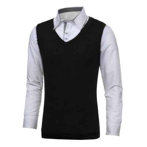 Autumn Winter Classic Vest Sweater Knitwear Men Sleeveless Knitting Sweaters Solid Color V-Neck Wool Pullovers Men Jersey Hombre